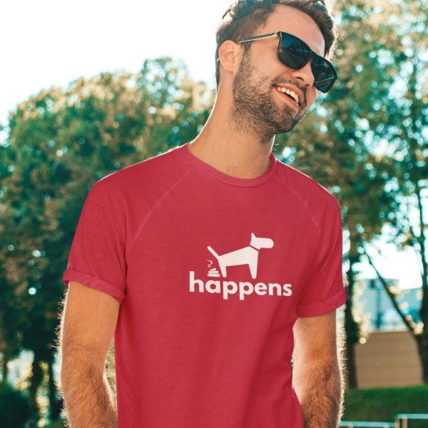 Man Wearing Shit Happens Tshirt