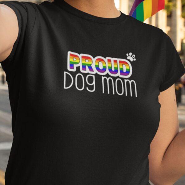 Woman Wearing Proud Dog Mom Tee Zoom