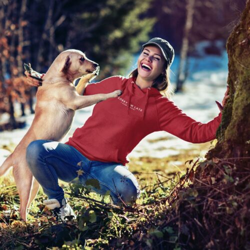 Perfect Gifts for Dog Lovers - Woman Wearing Red Sorry I'm Late I saw a dog Hoodie