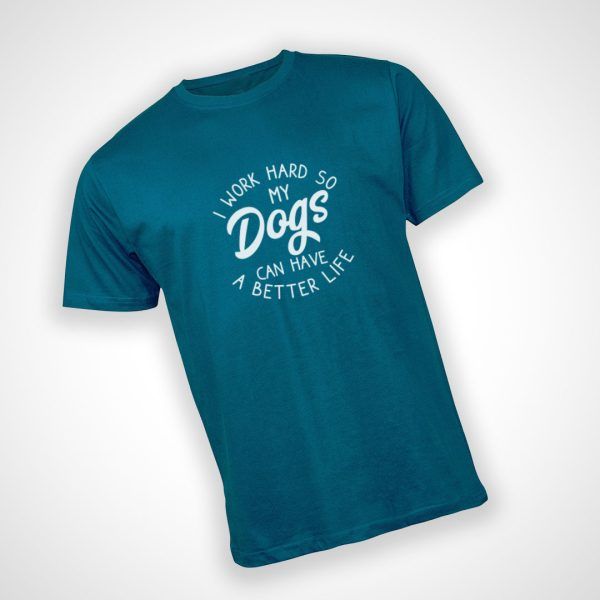 I work Hard Tee (Dogs) - Arctic Blue