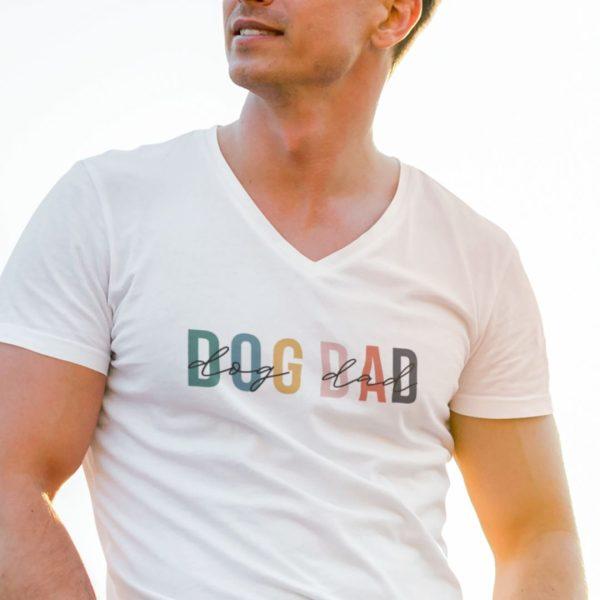 Man Wearing Dog Dad Colours V-Neck Zoom