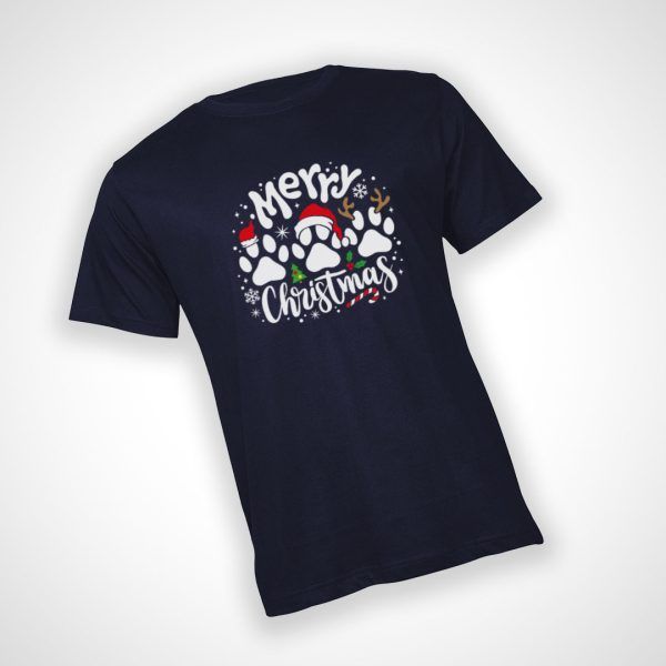 Merry Christmas Dog Tshirt - Navy