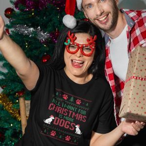 Woman wearing All I Want for Christmas Tshirt