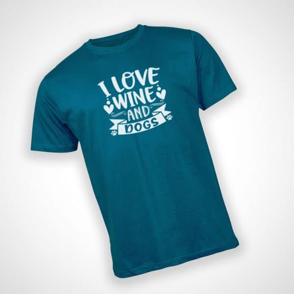 I Love Wine And Dogs T-shirt - Arctic Blue