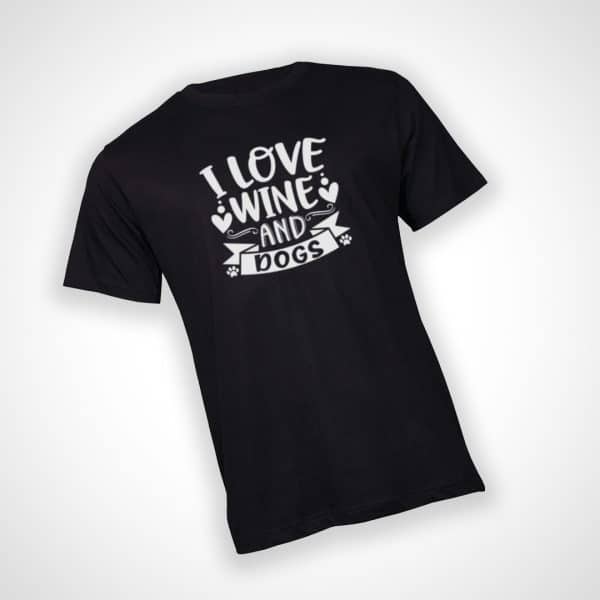 I Love Wine And Dogs T-shirt - Black